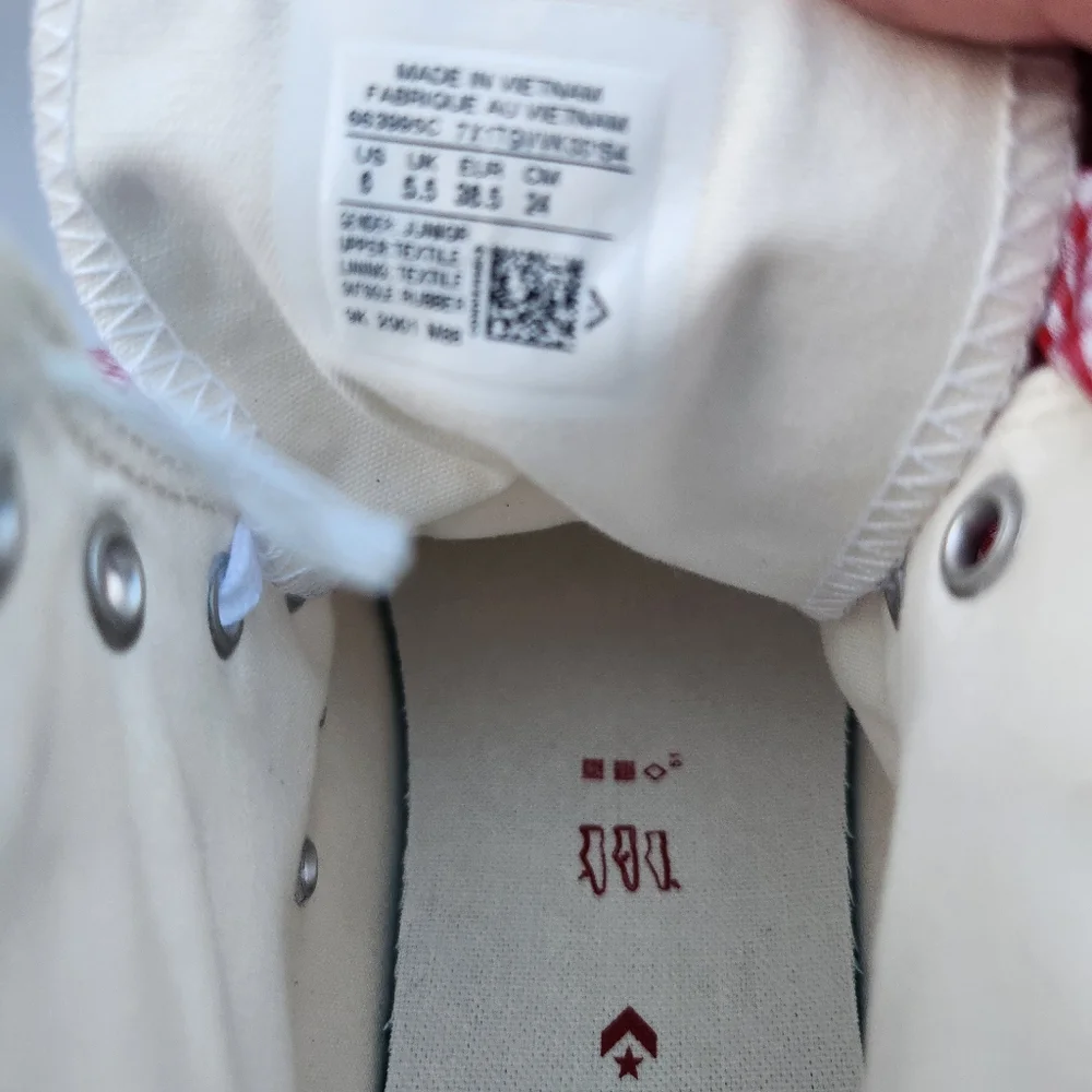 Converse All Star Chuck Taylor White and Red High-Top Sneakers - Picture 6 of 8